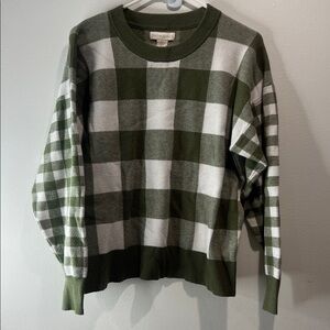 Cynthia Rowley Green and White Plaid Sweater